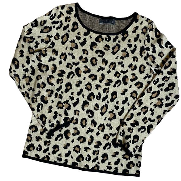 VELVET by Graham & Spencer Leopard Print Sweater Size Small Long Sleeve Pullover - Picture 2 of 12